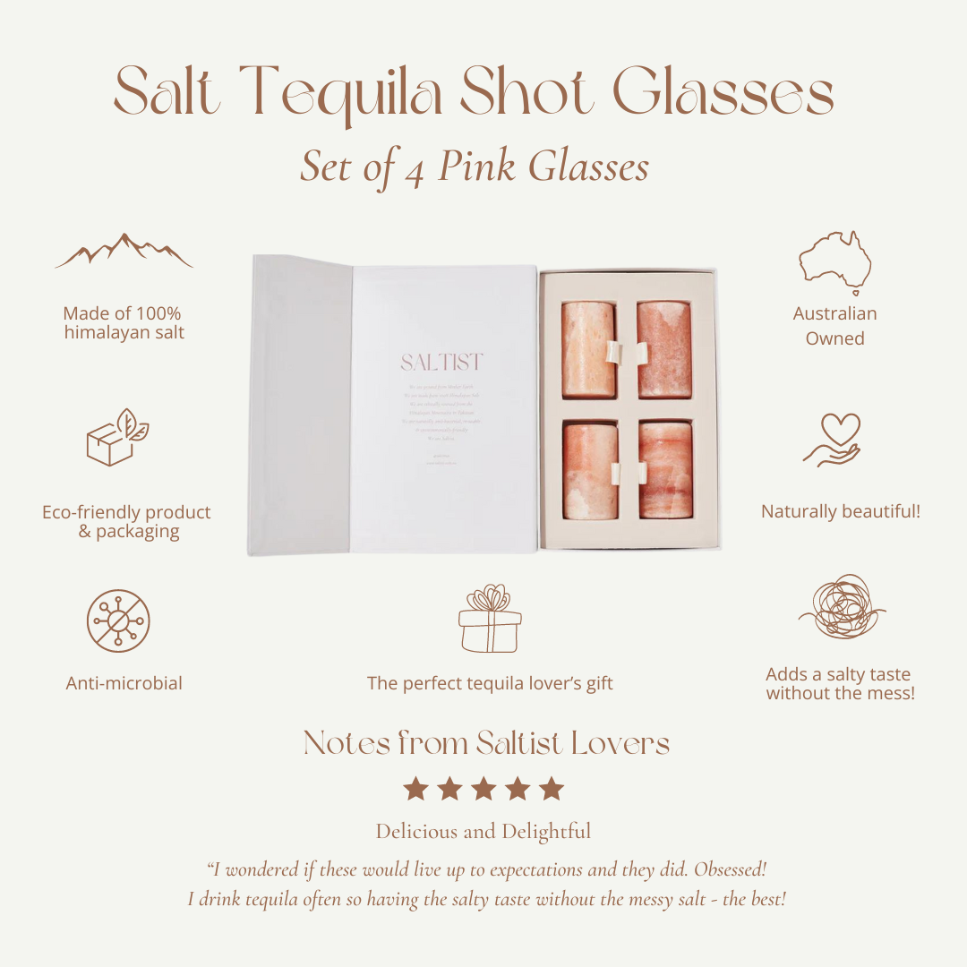 Pink Salt Tequila Shot Glasses: Set of 4